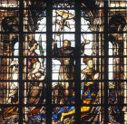 Francis I of France, Eleanor of Austria, and patron saints, 1540, Cathedral of St Michael, Brussels, Belgium