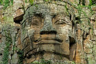 One of four carved faces on gopura, west gate, Angkor Thom, completed late twelfth century by King Jayavarman VII, Cambodia