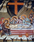 Cyprus, Paleochorio, the Church of the Saviour, the Lamentation, mural painted in the 15th century