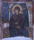 Virgin Annunciate, 12th century wall painting, Church of Panagia Theotokos, Trikomo (Iskele), Cyprus