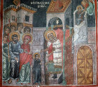 Cyprus, Galata, Church of St Sozomenus, the Presentation of the Virgin Mary,  painted by Symeon Axenti in the 16th century