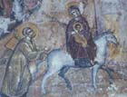 Flight into Egypt, 15th century wall painting, Church of St Neophytos Monastery, Cyprus