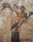 Paphos Cyprus a female with a box of secrets a detail from the Triumph of Dionysus mosaic possibly Pandora