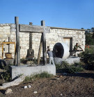 Olive oil extraction press in village, Cyprus