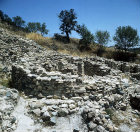Neolithic settlement, view to east of walls of largest dwelling and section of main street, 5800-5250 BC, Khirokitia, Cyprus