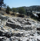 Neolithic settlement, view to east across walls of largest dwelling, 5800-5250 BC, Khirokitia, Cyprus