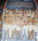 Cyprus, St Nicholas of the Roof, Kakopetria, Forty Martyrs, 12th century AD wall painting on the nave wall