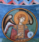 Cyprus, an Archangel, a 12th century mural in the Church of Pangia tou Arakou, Lagoudera monastery