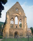 Valle Crucis Abbey, Cistercian abbey founded 1201, dissolved 1537, west front of church, Llantysilio, Denbighshire, Wales