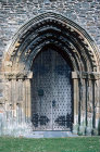 Valle Crucis Abbey, Cistercian abbey founded 1201, dissolved 1537, west door of church, Llantysilio, Denbighshire, Wales