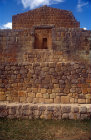 Temple of the Sun, Inca ruins, showing high quality stonework of the temple compared with surrounding wall, Ingapirca, Ecuador