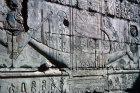Egypt ,Thebes, Temple of Ramesses III at Medinet Habu, relief of a barge on North wall of second courtyard