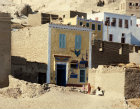 Egypt, Thebes, village on the West Bank, house painted with  signs showing that the owner has completed a pilgrimage to Mecca