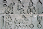 Hieroglyphs, sunk relief on temple wall, Dandara, Egypt