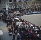 Benediction by the Bishop on the steps of the Rosary Church, Lourdes, France