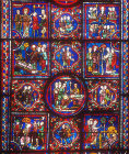 Details of the life of St Martin, window number 24, thirteenth century, panels 10-36, Chartres Cathedral, Chartres, France