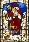 St Denis, Bishop of Paris, Bishops window, 16th century stained glass, Church of St Aignan, Chartres, France