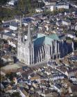 Chartres Cathedral, aerial view from the south west, Chartres, France