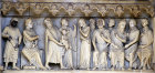Chartres Cathedral, north porch, right bay lintel, the Judgement of Solomon, thirteenth century architectural sculpture