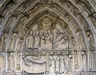 Chartres Cathedral, north porch, left bay, tympanum and lintel, Adoration of the Magi, Nativity, Annunciation to  to Shepherds, thirteenth century architectural sculpture