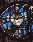 Souls of the saved, Last Judgement window, 13th century stained glass, Bourges Cathedral, France