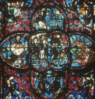 Weighing of Souls, and the Damned, Last Judgement window, thirteenth century, Bourges Cathedral, Bourges, France
