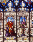 St Peter presenting donors, detail of the sixteenth century Tulliers window, Bourges Cathedral, France