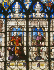 France, Bourges Cathedral, detail of the Donors and St Peter, Tullier window by Jean Liquier, 16th century