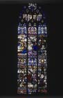 Virtues window, showing Temperance, Justice, Faith, Hope, Fortitude and Prudence, 16th century stained glass, Rouen Cathedral, France