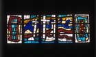 Three crosses of Calvary, 20th century stained glass by Fernand Leger, Audincourt, France