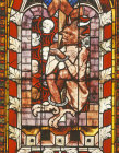The chained devil from the resurrection window in Chapel of St Lawrence, Strasbourg Cathedral, France