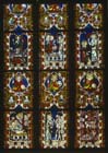 Resurrection window, nine panels from 14th century stained glass, St Lawrence Chapel, Strasbourg Cathedral, France