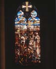 St Louis at the battle of Taillebourg, 19th century stained glass by Delacroix, Chapelle Royale, Dreux, France