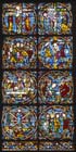 Passion window, detail of the bottom 8 roundels, 12th century stained glass, Chartres Cathedral, France