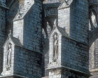 Flying Buttresses outside nave, south façade, thirteenth century, seen from the ground, Chartres Cathedral, France