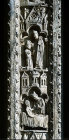 St Martin blessing would-be assassin and St Lubin annointing St Caletric, west face of right pier, right bay, south porch, Chartres Cathedral, France