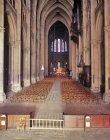 France, Chartres Cathedral, view of the Nave with the Labyrinth, looking east