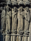 Chartres Cathedral, South Porch, central bay, left jamb figures of the apostles, Matthew, Thomas, Philip, Andrew, Peter, 13th century