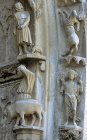 Chartres Cathedral, north porch, right bay, first archivolt, Sagittarius and months, 13th century