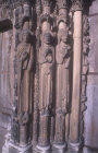 Three old testament figures, twelfth century, left jamb, right bay, Royal Portal, Chartres Cathedral, France