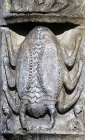 Chartres Cathedral, Royal Portal, left bay archivolt, zodiac sign of Cancer, the crab