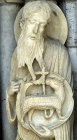 France, Chartres Cathedral, north porch, centre bay, right jamb, John the Baptist, 13th century architectural sculpture