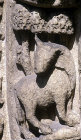 Chartres Cathedral, Royal Portal, left bay archivolt, zodiac sign of Taurus, the bull