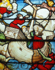St Nicholas saves a ship from being wrecked in a storm, sixteenth century, church of Saint-Florentin, Yonne, France