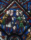 Joseph in the pit, 1210, detail from window in north aisle of nave, Chartres Cathedral, Chartres, France