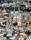 Aerial view of west aspect, Chartres Cathedral, France