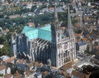 Aerial view from west north west, Chartres Cathedral, France