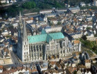 Aerial view from north east, Chartres Cathedral, France
