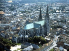 Chartres Cathedral, aerial view from north east, Chartres, France