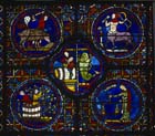 Zodiac window,  13th century stained glass, south ambulatory, Chartres Cathedral, France